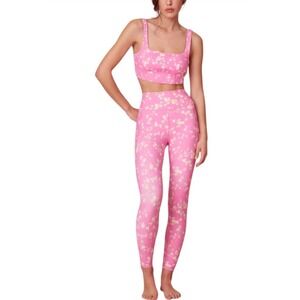 LoveShackFancy Womens Adora Sports Bra, New, Pink XS Extra Small